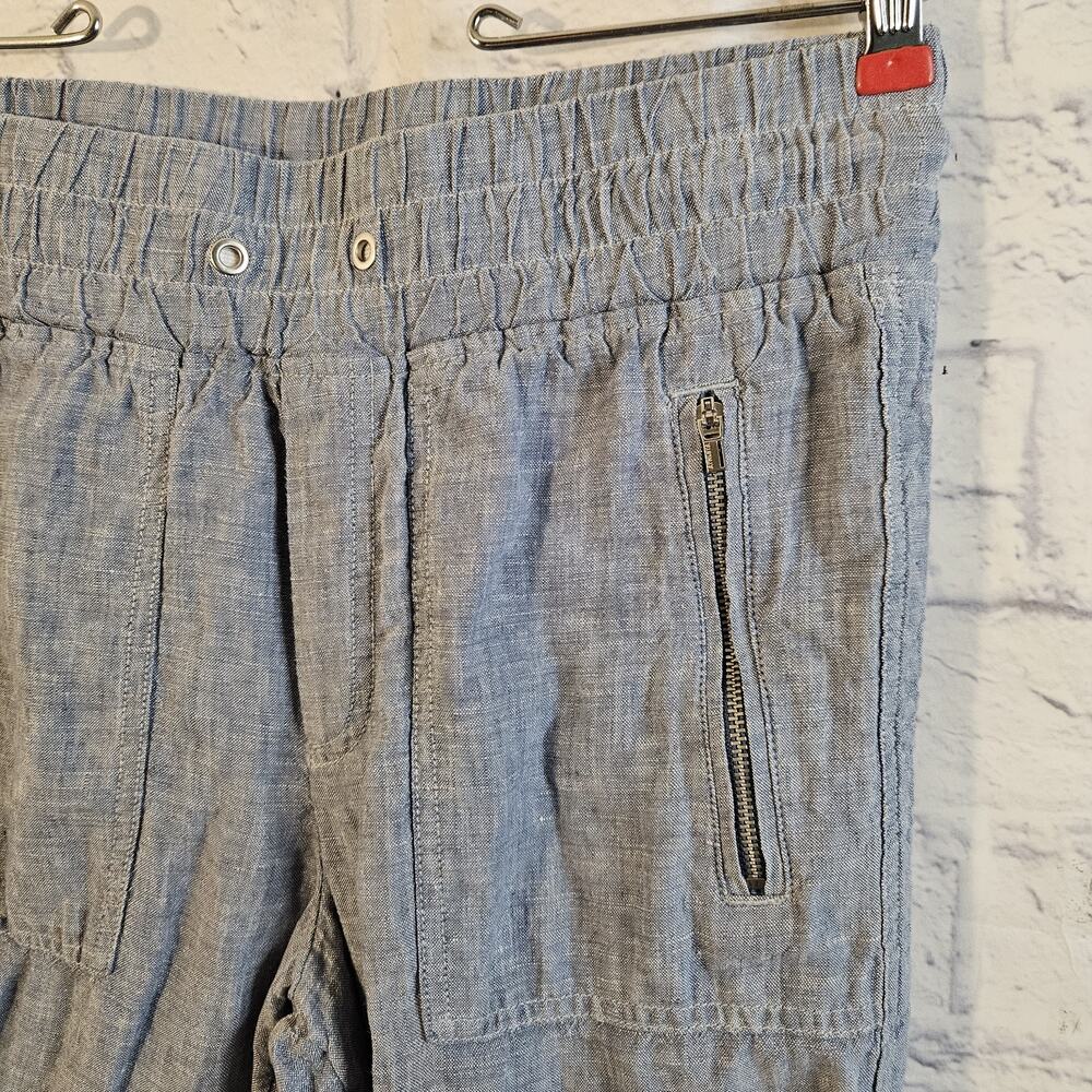 ATHLETA Retreat Jogger Pants Womens Sz 4 Blue Chambray Linen Lightweight - Picture 2 of 6